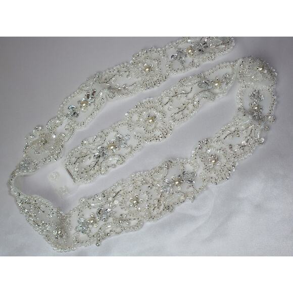 Beaded bridal belt, rhinestone bridal wedding dress belt bridal beaded sash - Picture 4 of 7